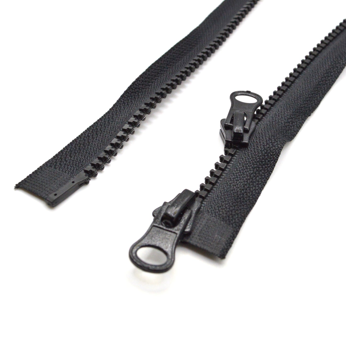 Fermeture éclair zip double curseur injectée 70cm 80cm 100cm (maille 5 mm / N°5) - Noir