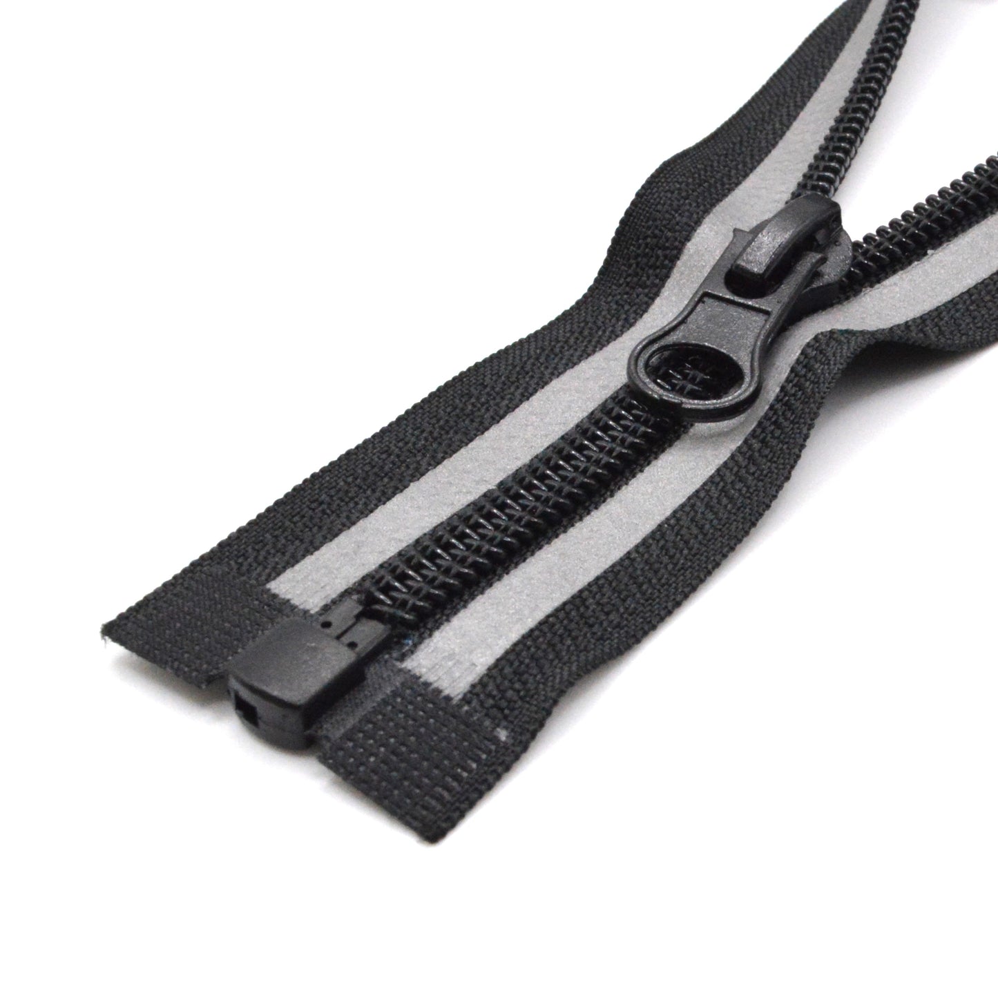Fermeture éclair réfléchissante zip à glissière séparable spirale 75 cm (maille 5 mm / N°5) - Noir