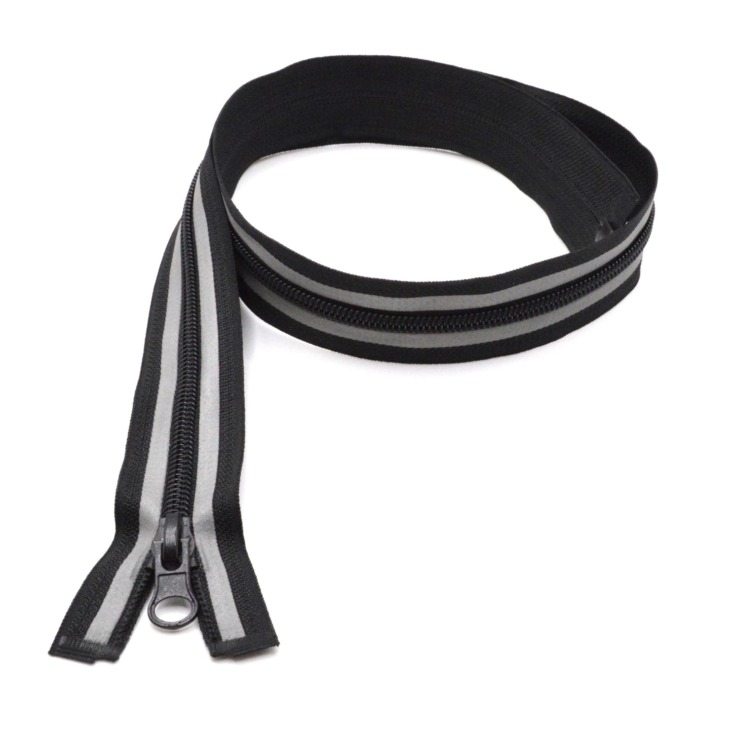 Fermeture éclair réfléchissante zip à glissière séparable spirale 75 cm (maille 5 mm / N°5) - Noir
