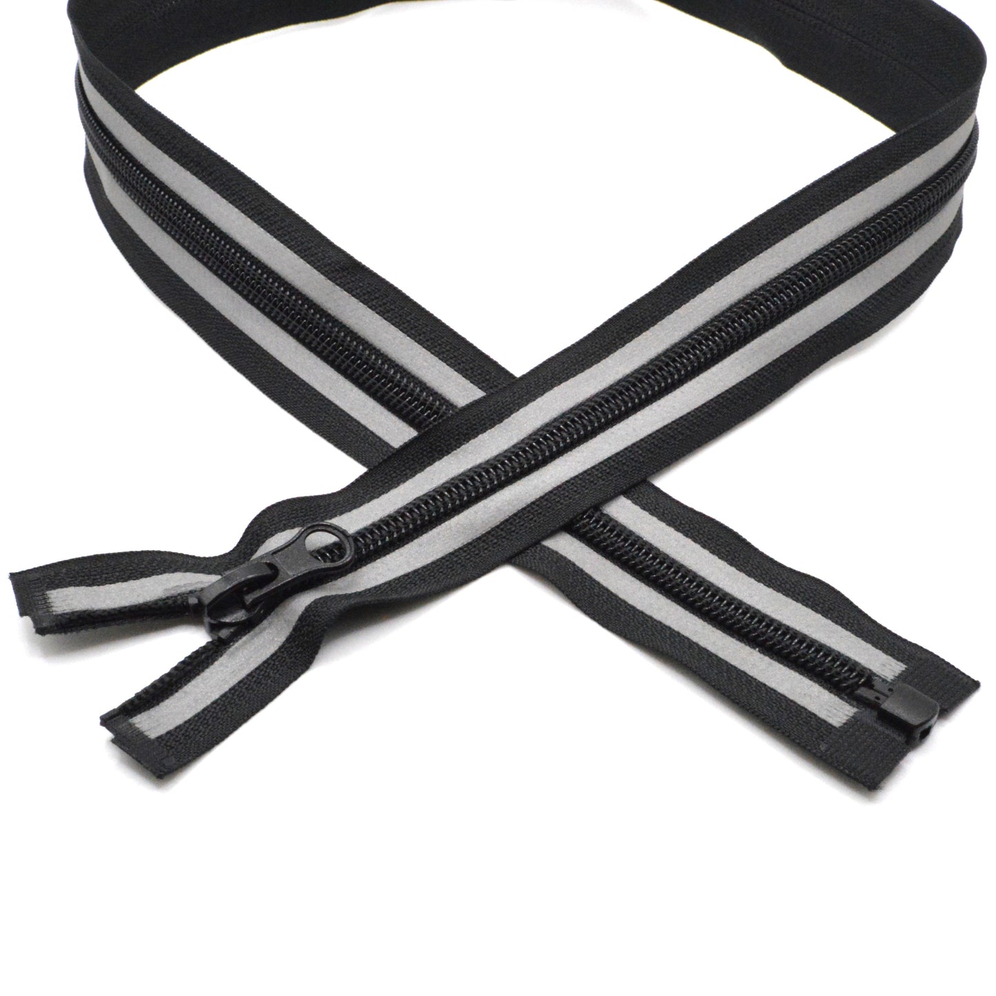 Fermeture éclair réfléchissante zip à glissière séparable spirale 75 cm (maille 5 mm / N°5) - Noir