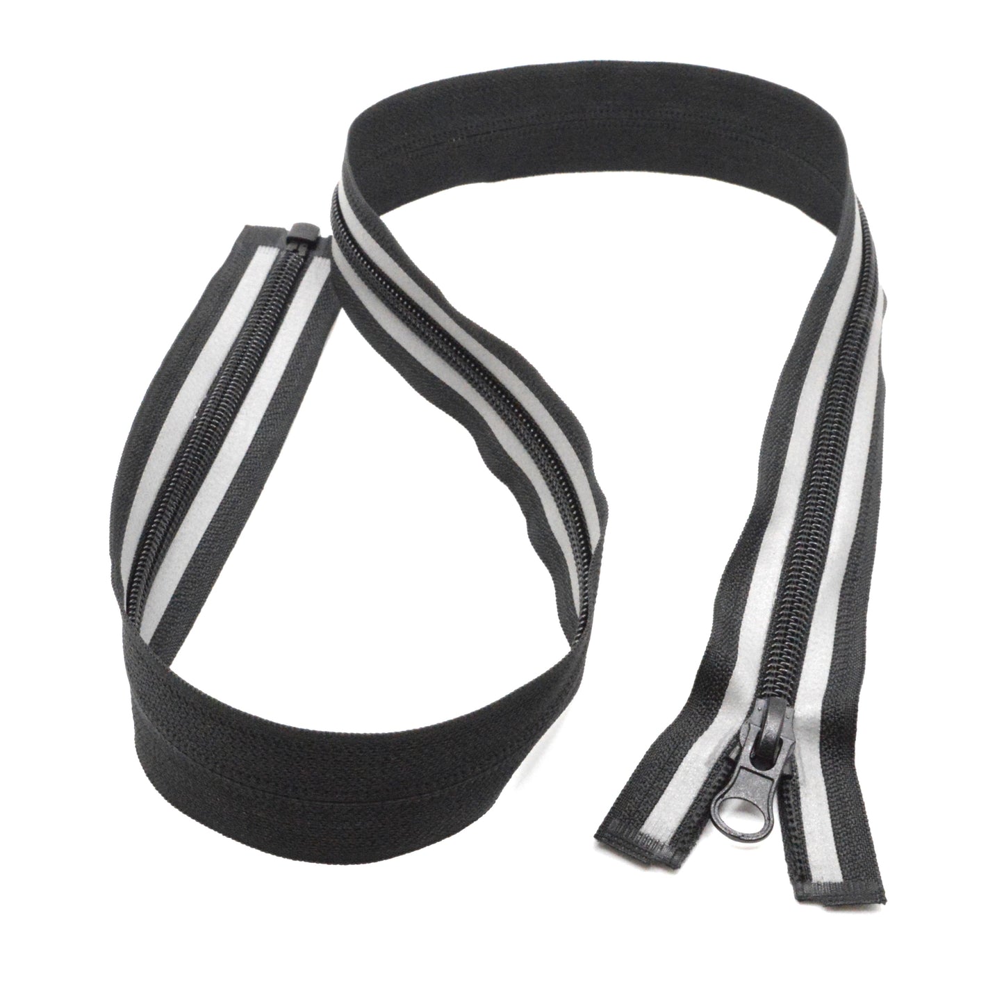 Fermeture éclair réfléchissante zip à glissière séparable spirale 75 cm (maille 5 mm / N°5) - Noir