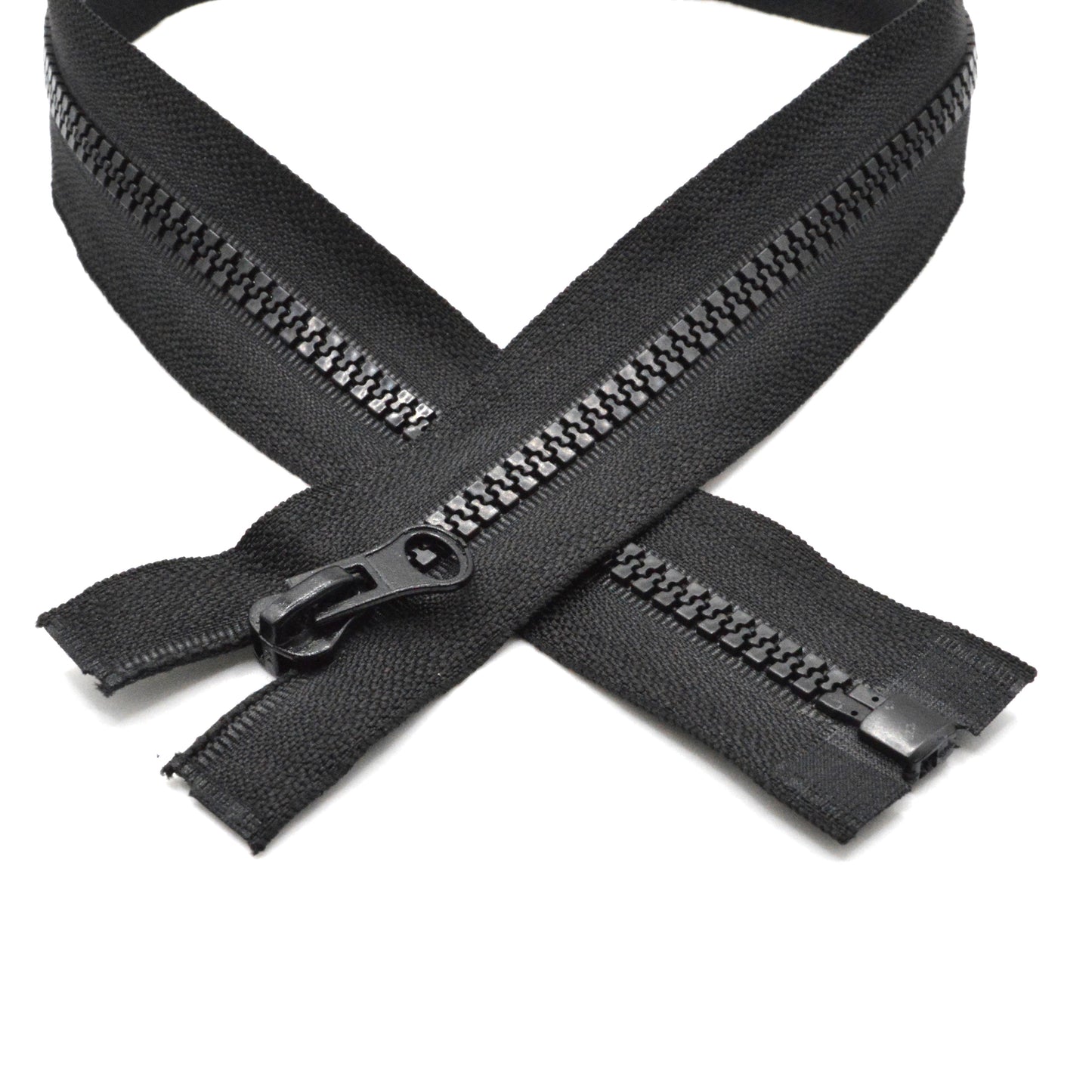 Fermeture éclair zip à glissière séparable injectée 55cm/60cm/65cm/70cm/75cm (maille 5 mm / N°5) - Noir