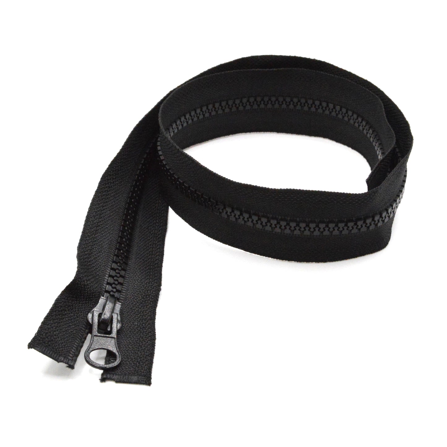 Fermeture éclair zip à glissière séparable injectée 55cm/60cm/65cm/70cm/75cm (maille 5 mm / N°5) - Noir