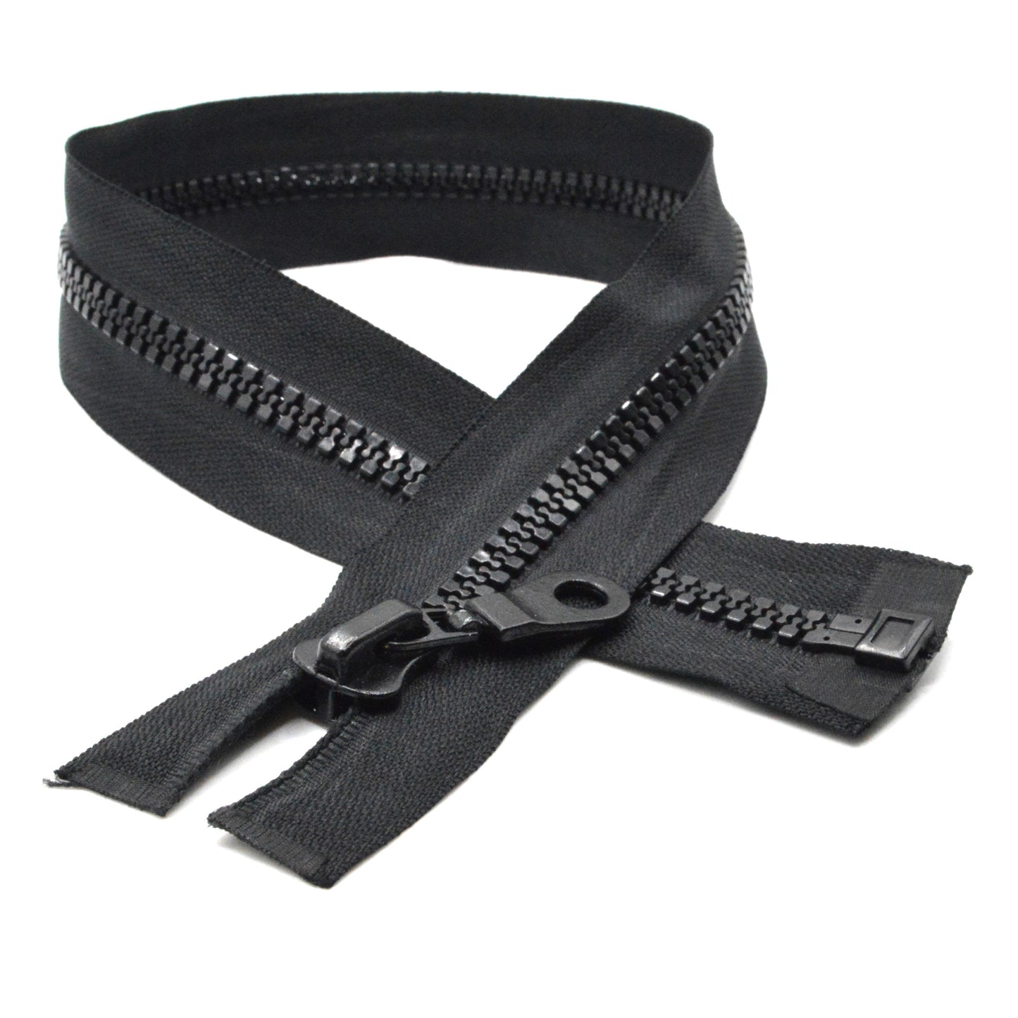 Fermeture éclair zip à glissière séparable injectée 50cm/55cm/60cm/65cm/70cm/75cm/80cm (maille 8 mm / N°8) - Noir