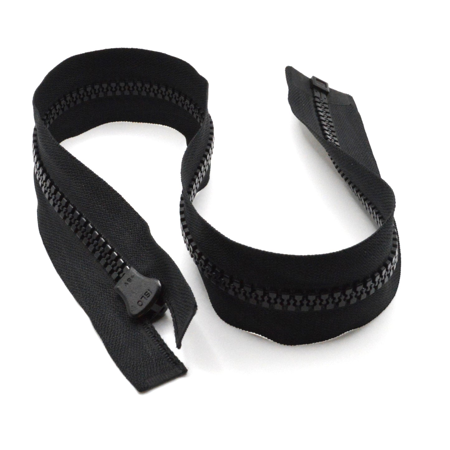 Fermeture éclair zip à glissière séparable injectée 50cm/55cm/60cm/65cm/70cm/75cm/80cm (maille 8 mm / N°8) - Noir