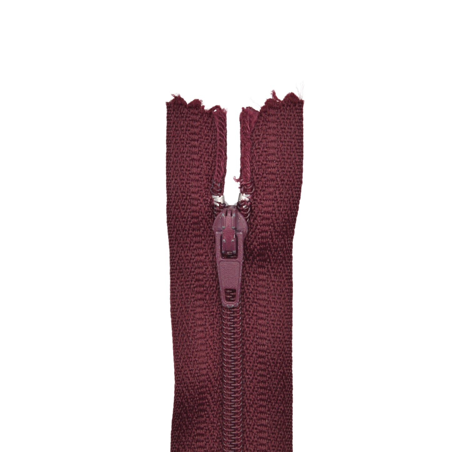 Fermeture éclair zip à glissière non séparable nylon 22 cm (maille 4 mm / N°4) – Rouge bordeaux