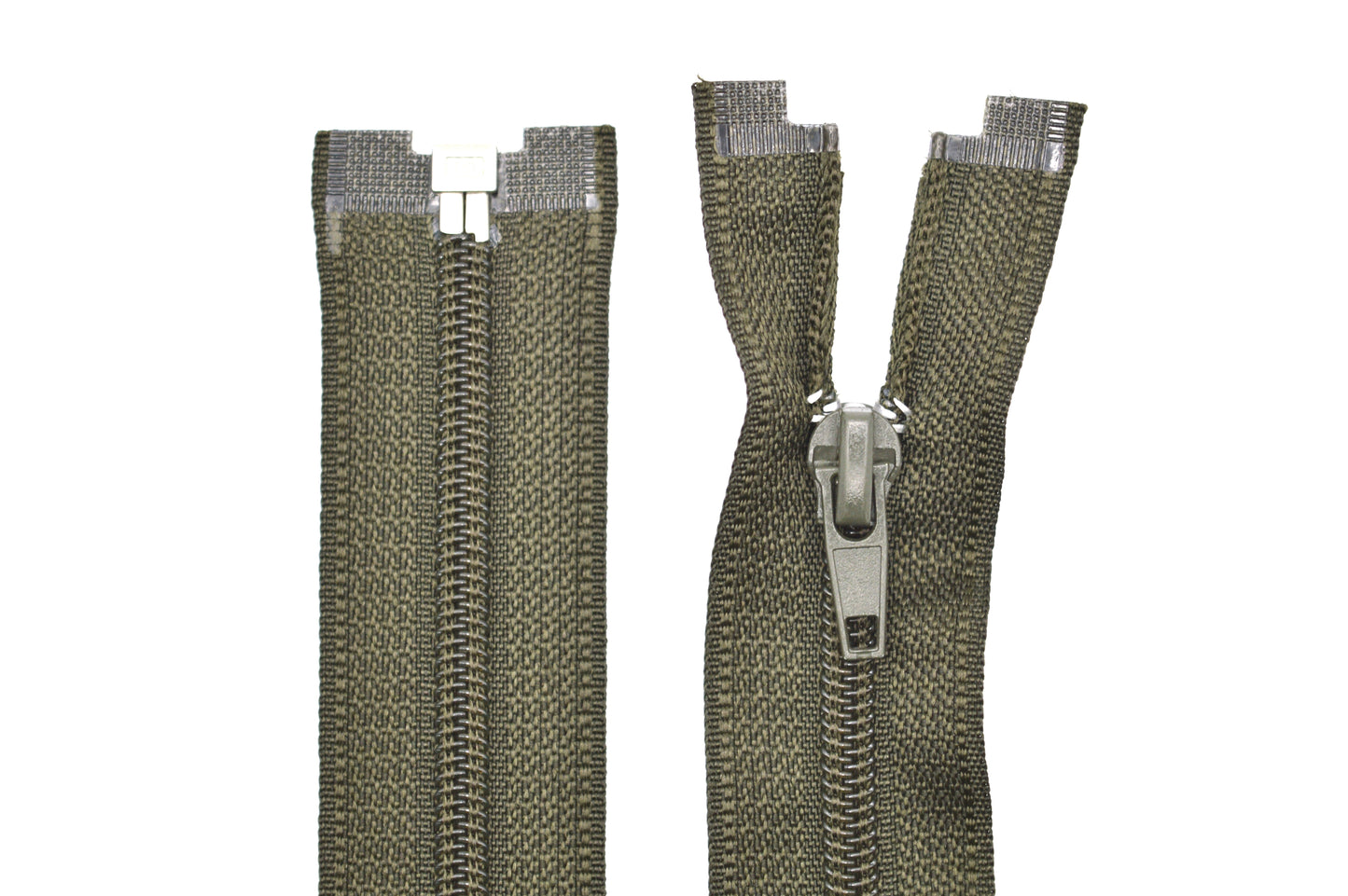 Fermeture éclair zip à glissière séparable spirale 80 cm (maille 6 mm / N°6) - Vert kaki