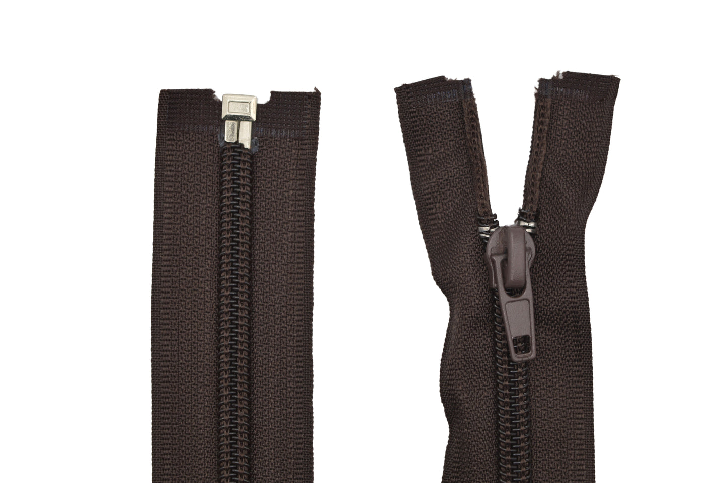 Fermeture éclair zip à glissière séparable spirale 80 cm (maille 7 mm / N°7) - Marron