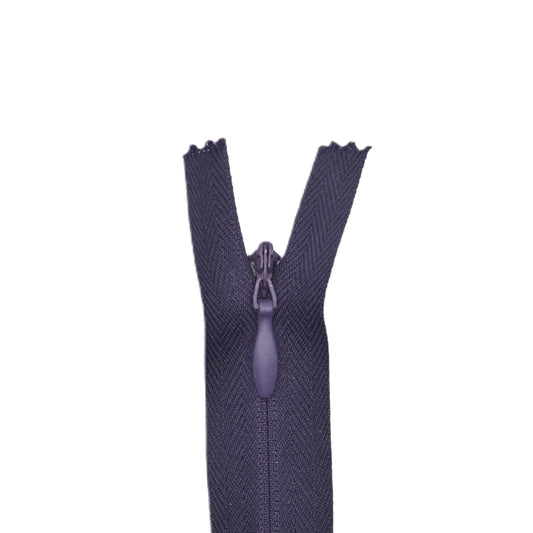 Fermeture invisible éclair zip à glissière non séparable 22 cm – Violet