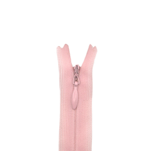 Fermeture invisible éclair zip à glissière non séparable 22 cm – Rose