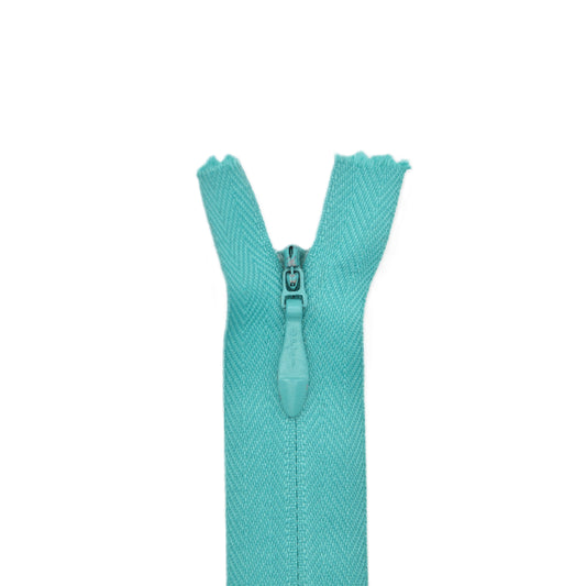 Fermeture invisible éclair zip à glissière non séparable 22 cm – Bleu turquoise