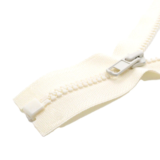 Fermeture éclair zip à glissière séparable injectée 80cm (maille 5 mm / N°5) - Blanc Cassé