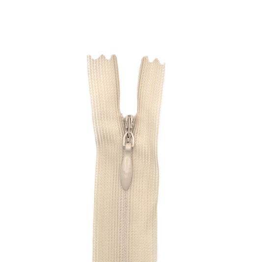 Fermeture invisible éclair zip à glissière non séparable 22 cm – Beige