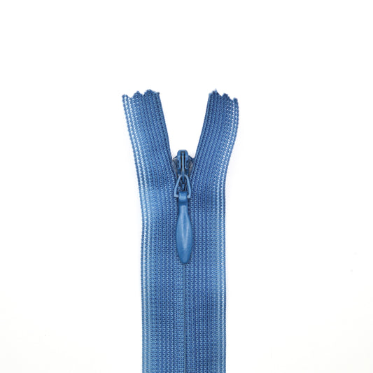 Fermeture invisible éclair zip à glissière non séparable 22 cm – Bleu