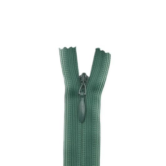 Fermeture invisible éclair zip à glissière non séparable 22 cm – Vert