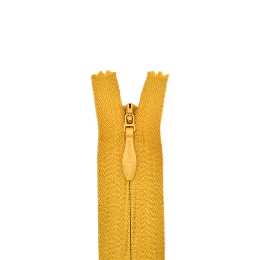 Fermeture invisible éclair zip à glissière non séparable 22 cm – Jaune