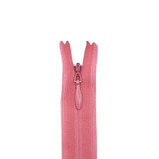 Fermeture invisible éclair zip à glissière non séparable 22 cm – Rose