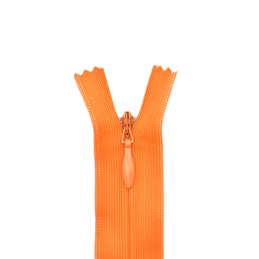 Fermeture invisible éclair zip à glissière non séparable 22 cm – Orange