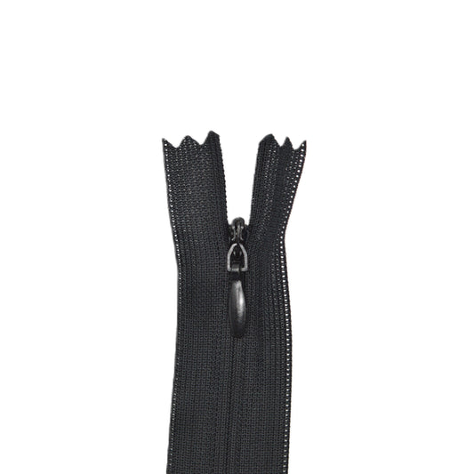 Fermeture invisible éclair zip à glissière non séparable 22 cm – Noir
