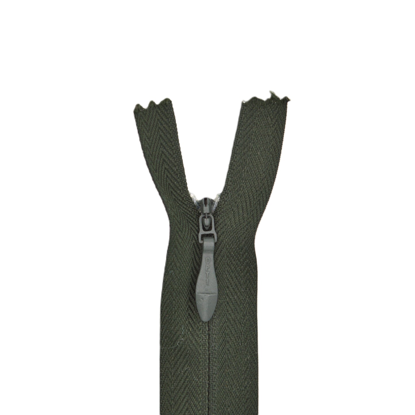 Fermeture invisible éclair zip à glissière non séparable 15 cm – Vert kaki