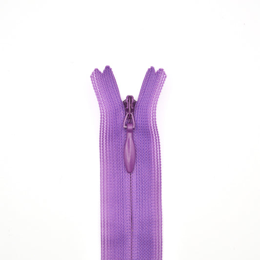 Fermeture invisible éclair zip à glissière non séparable 22 cm – Violet