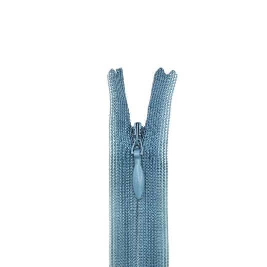 Fermeture invisible éclair zip à glissière non séparable 22 cm – Gris/Bleu