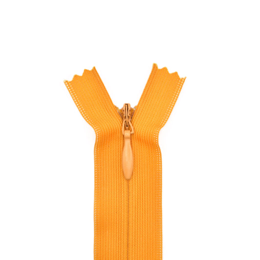 Fermeture invisible éclair zip à glissière non séparable 22 cm – Orange