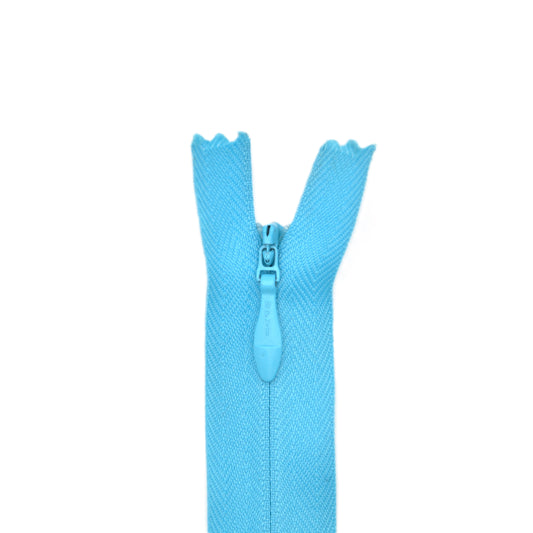 Fermeture invisible éclair zip à glissière non séparable 22 cm – Bleu