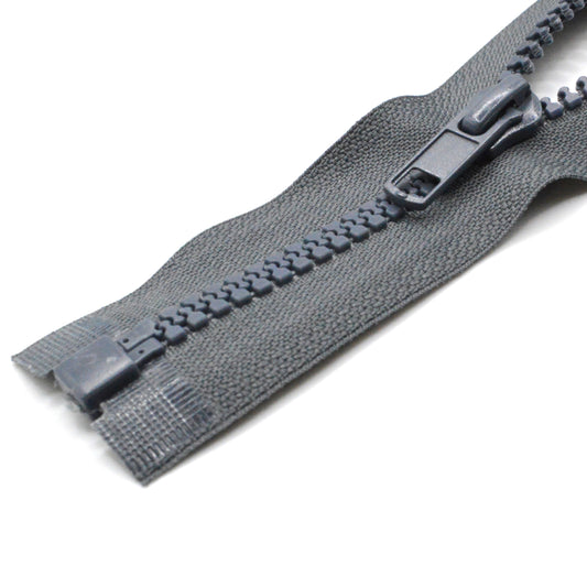Fermeture éclair zip à glissière séparable injectée 80cm (maille 5 mm / N°5) - Gris