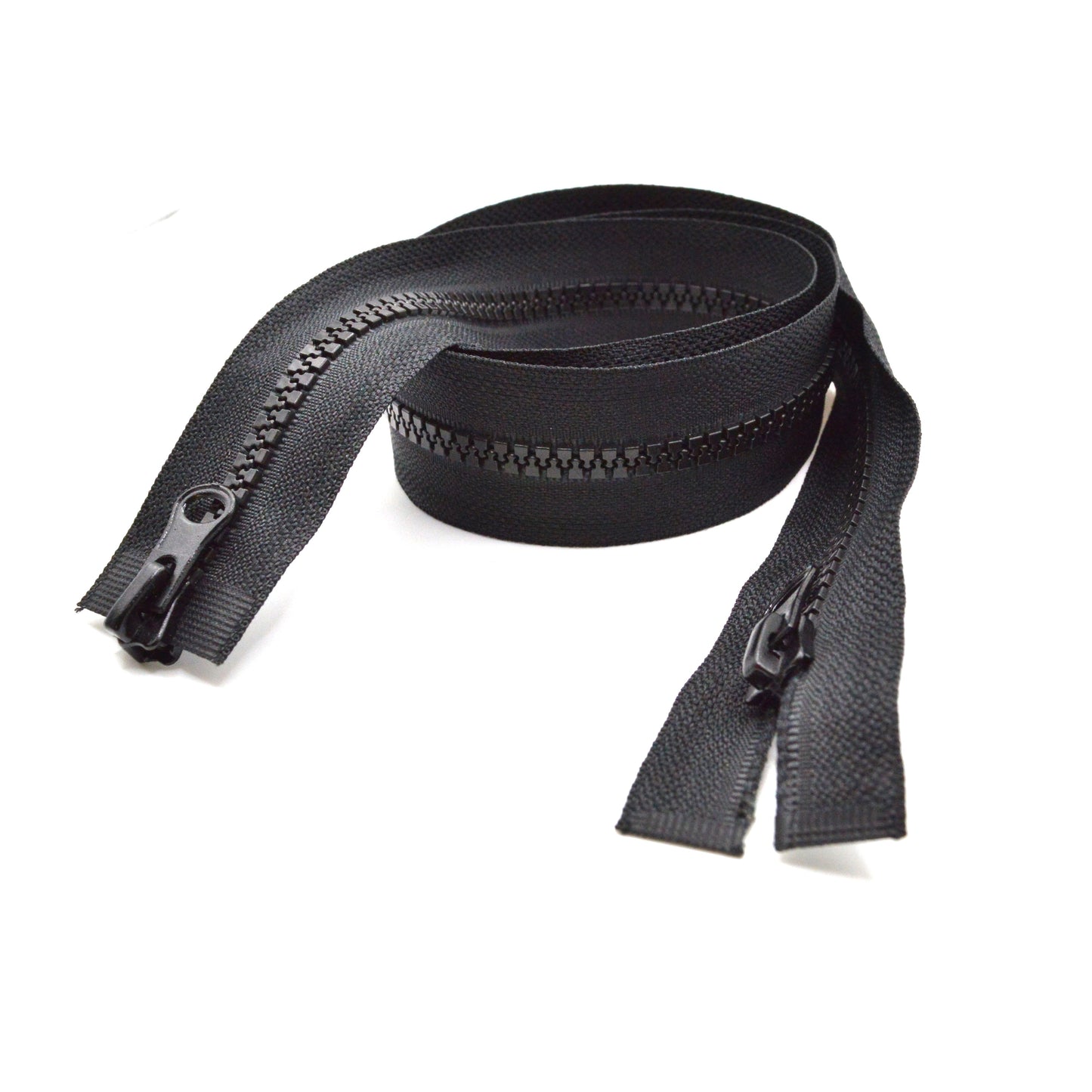Fermeture éclair zip double curseur injectée 70cm 80cm 100cm (maille 5 mm / N°5) - Noir