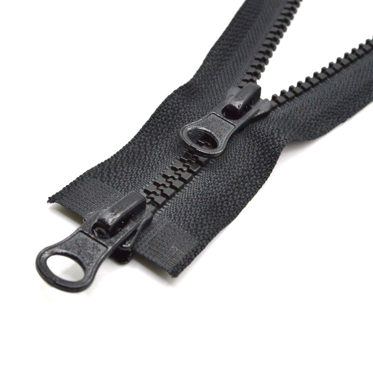 Fermeture éclair zip double curseur injectée 70cm 80cm 100cm (maille 5 mm / N°5) - Noir