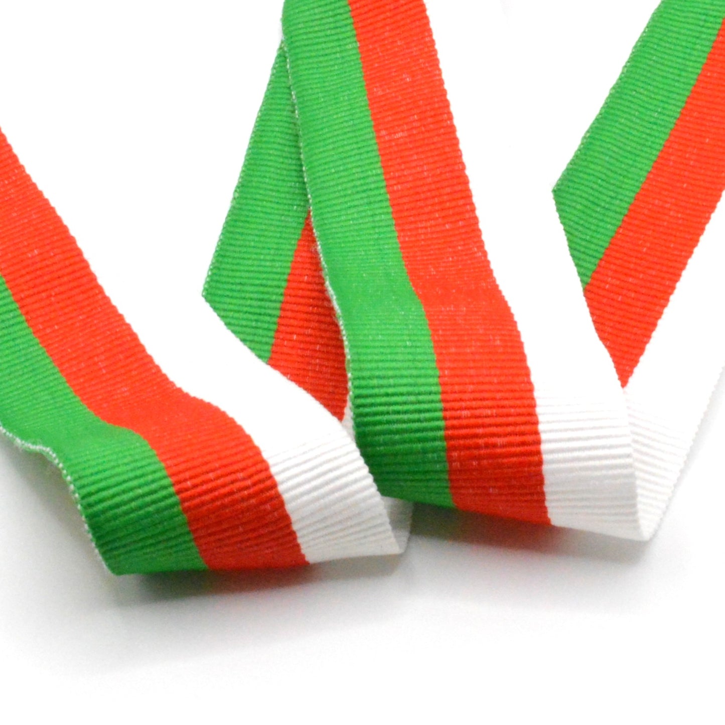 Ruban Au Mètre En Gros Grain Blanc Rouge Vert 35 mm