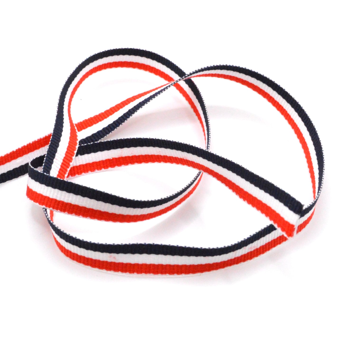 Ruban Au Mètre En Gros Grain Bleu Blanc Rouge 10 mm