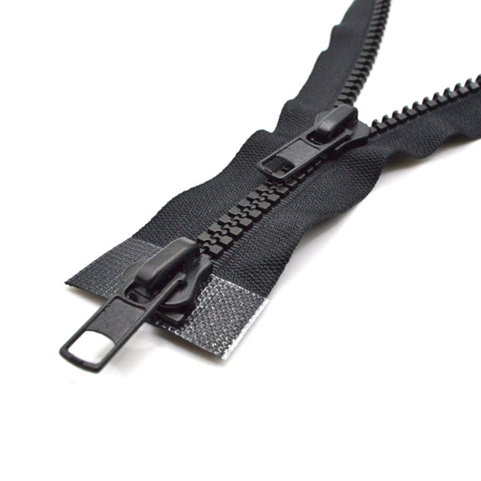Fermeture éclair zip double curseur injectée 80 cm (maille 7 mm / N°7) - Noir