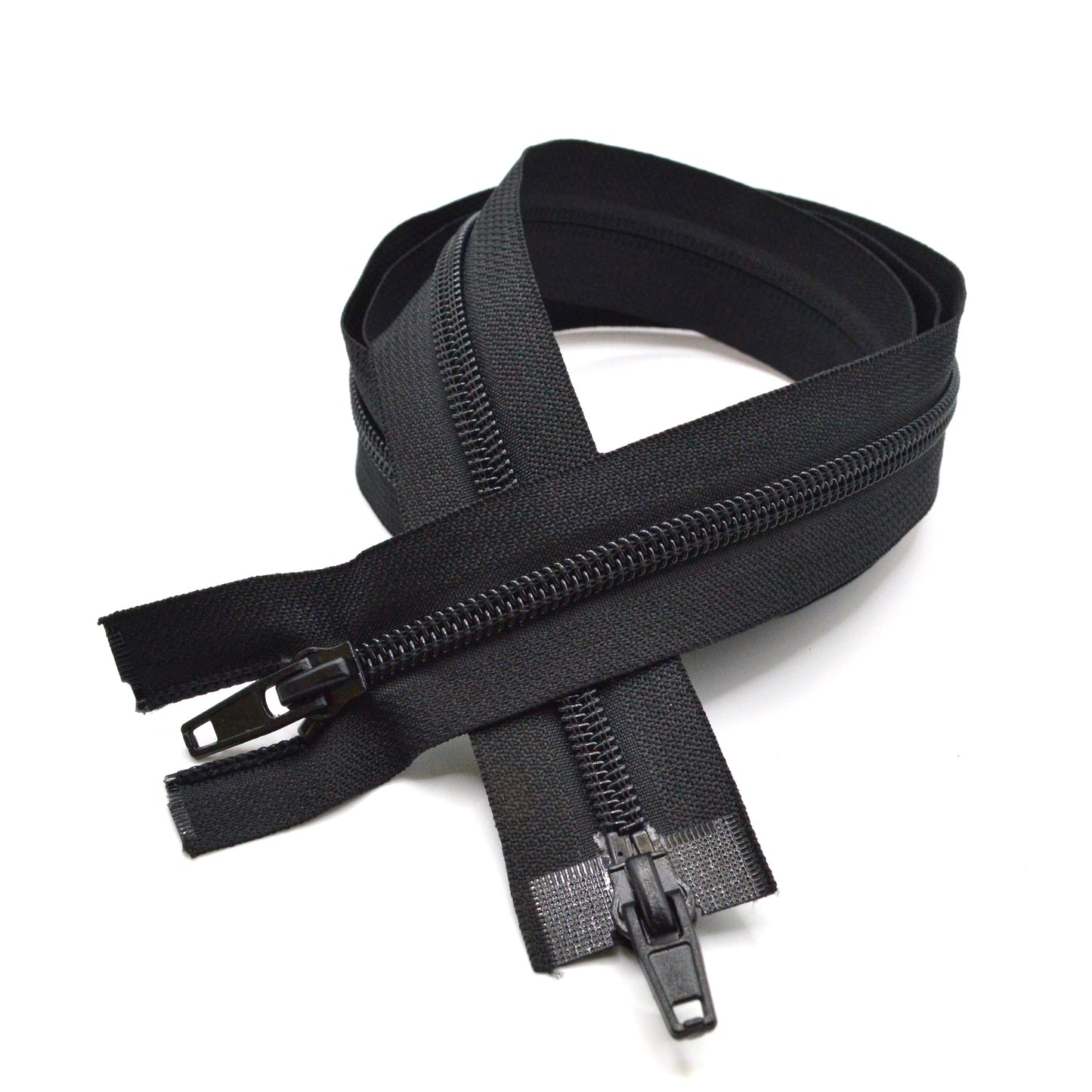 Fermeture éclair zip double curseur spirale 105 cm (maille 6 mm / N°6) - Noir