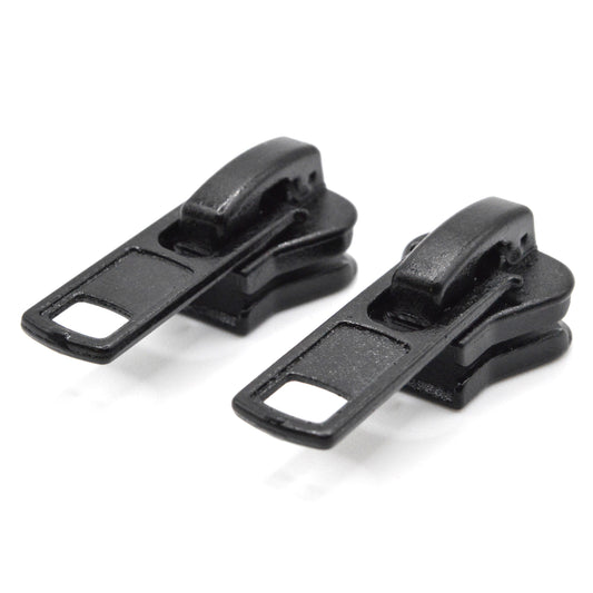 Lot de 2 Curseurs / Tirettes pour fermeture injectée (maille 8 mm) - Noir, Bleu Marine, Marron et Argenté