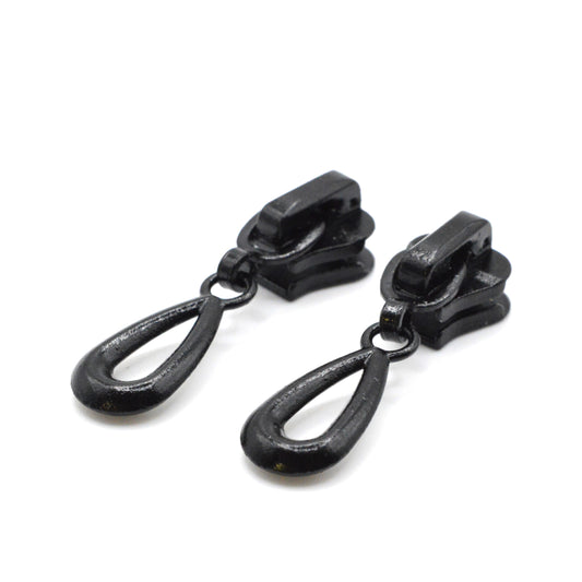 Lot de 2 Curseurs / Tirettes Décoratif pour fermeture injectée (maille 5 mm) - Noir, Rose, Or, Bronze, Argent Foncé et Clair