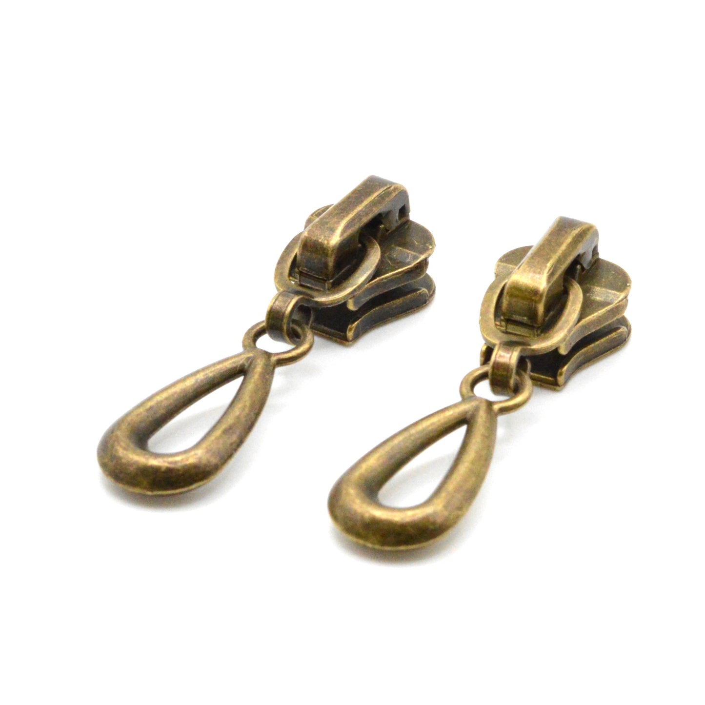 Lot de 2 Curseurs / Tirettes Décoratif pour fermeture injectée (maille 5 mm) - Noir, Rose, Or, Bronze, Argent Foncé et Clair