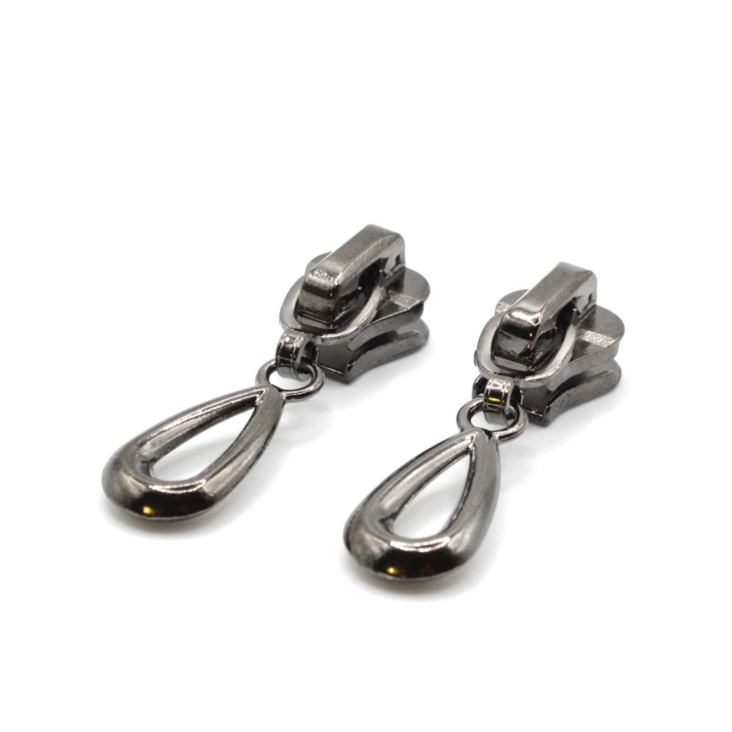 Lot de 2 Curseurs / Tirettes Décoratif pour fermeture injectée (maille 5 mm) - Noir, Rose, Or, Bronze, Argent Foncé et Clair