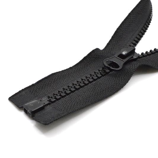 Fermeture éclair zip à glissière séparable injectée 55cm/60cm/65cm/70cm/75cm (maille 5 mm / N°5) - Noir