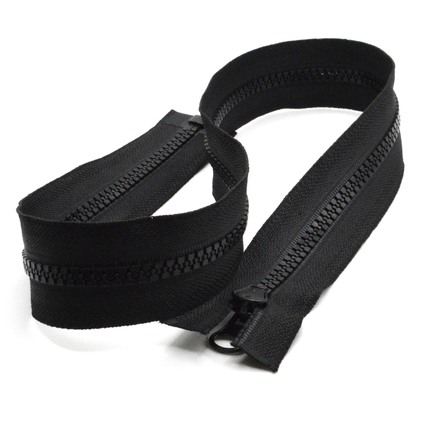 Fermeture éclair zip à glissière séparable injectée 55cm/60cm/65cm/70cm/75cm (maille 5 mm / N°5) - Noir