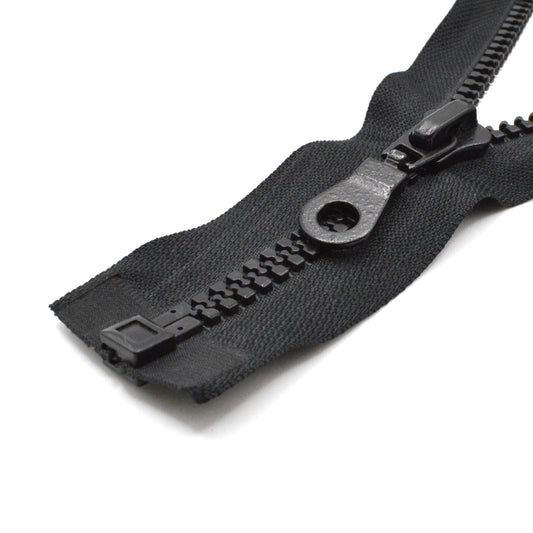 Fermeture éclair zip à glissière séparable injectée 50cm/55cm/60cm/65cm/70cm/75cm/80cm (maille 8 mm / N°8) - Noir