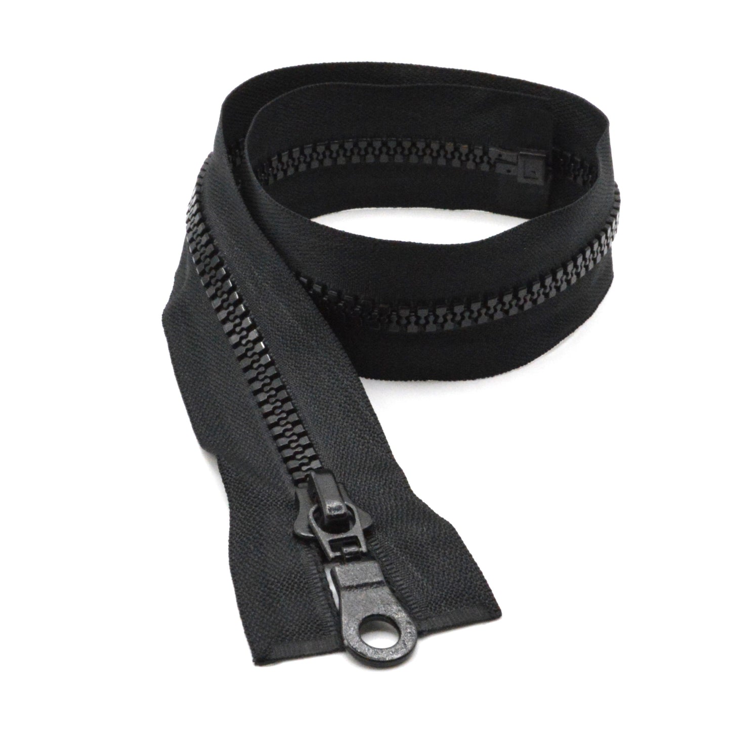 Fermeture éclair zip à glissière séparable injectée 50cm/55cm/60cm/65cm/70cm/75cm/80cm (maille 8 mm / N°8) - Noir