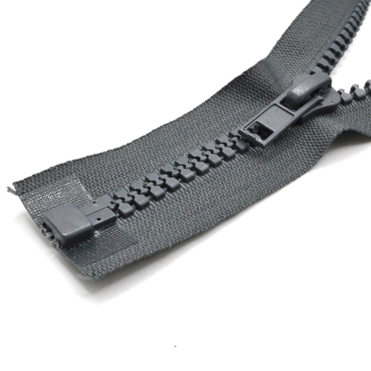Fermeture éclair zip à glissière séparable injectée 80cm (maille 8 mm / N°8) - Gris