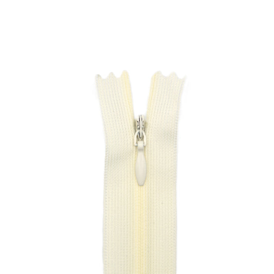 Fermeture invisible éclair zip à glissière non séparable 50 cm – Blanc cassé