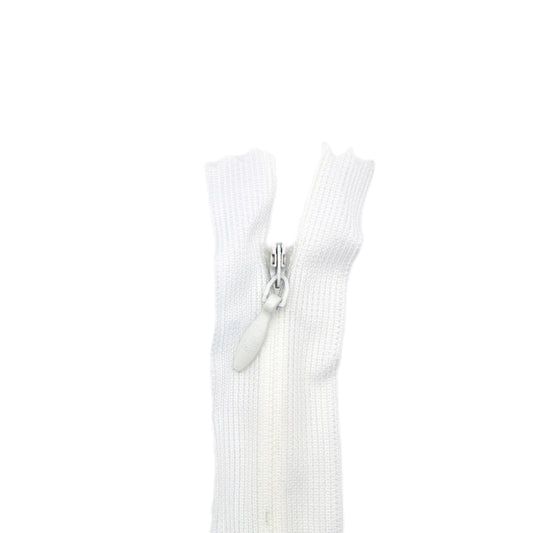 Fermeture invisible éclair zip à glissière non séparable 60 cm – Blanc