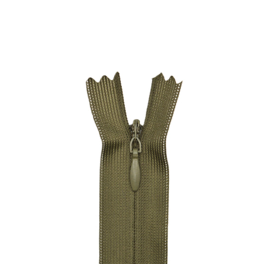 Fermeture invisible éclair zip à glissière non séparable 60 cm – Vert kaki