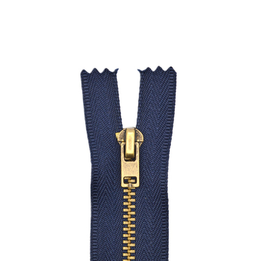 Fermeture éclair zip à glissière non séparable métal 18 cm (maille 4,50 mm / N°4,5) - Bleu