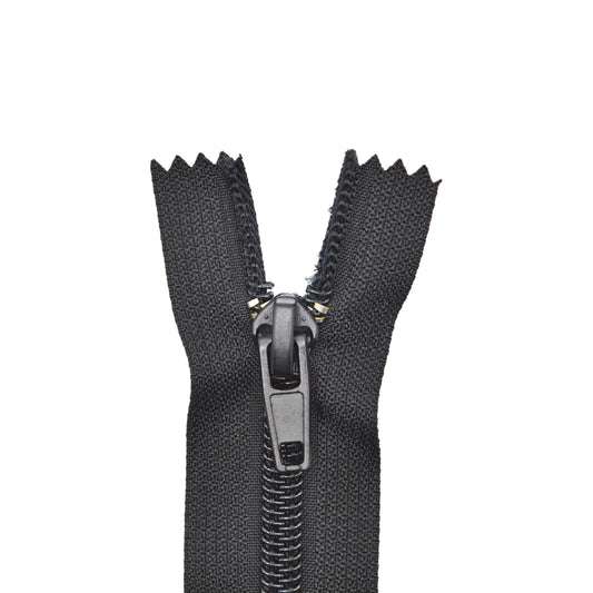 Fermeture éclair zip à glissière non séparable nylon 18 cm (maille 7 mm / N°7) – Noir