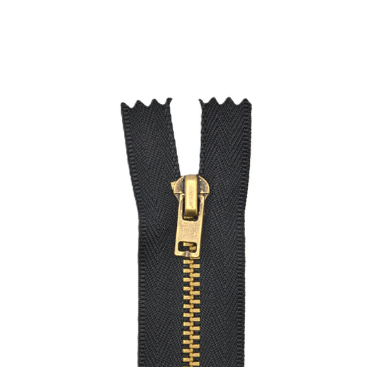 Fermeture éclair zip à glissière non séparable métal 18 cm (maille 4,50 mm / N°4,50) - Noir